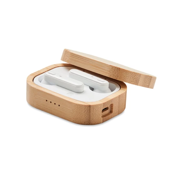Słuchawki TWS w etui z bambusa - JAZZ BAMBOO (MO6780-40)