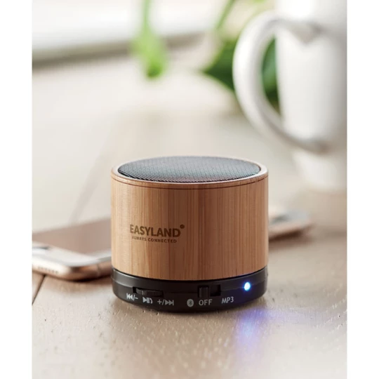 Głośnik bezprzew z bambusa - ROUND BAMBOO (MO9608-03)