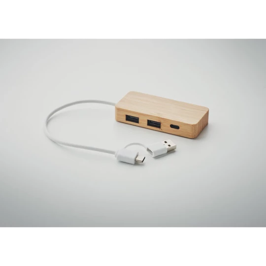 3-portowy bambusowy hub USB - HUBBAM (MO2143-40)