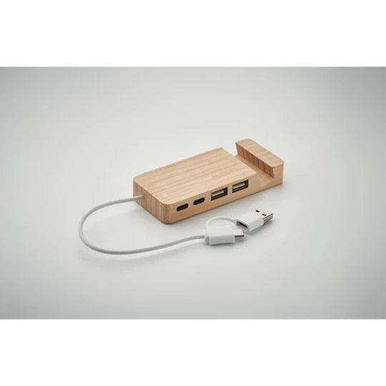 4-portowy bambusowy hub USB - HUBSTAND (MO2144-40)