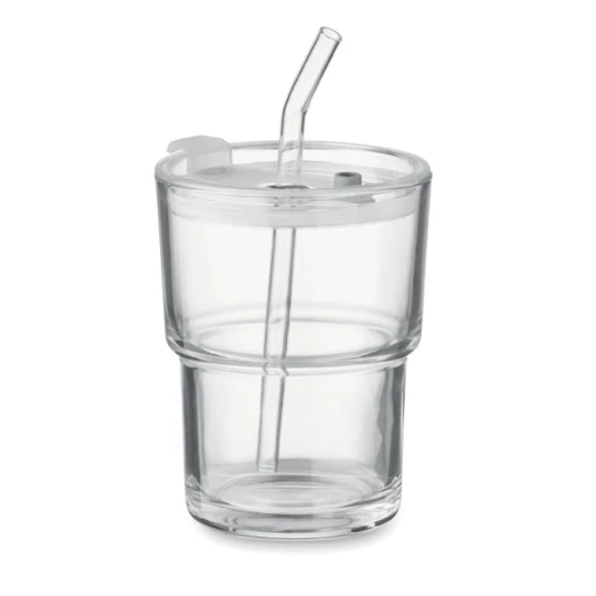 Szklany kubek ze słomką 400ml - SIP (MO2502-22)