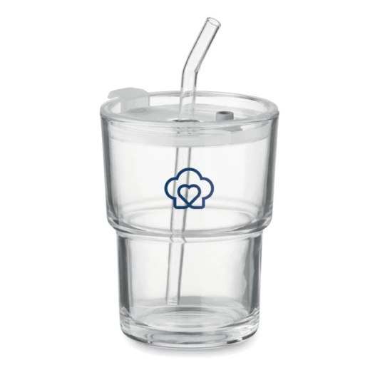 Szklany kubek ze słomką 400ml - SIP (MO2502-22)