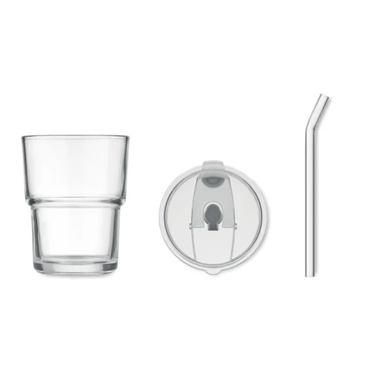 Szklany kubek ze słomką 400ml - SIP (MO2502-22)