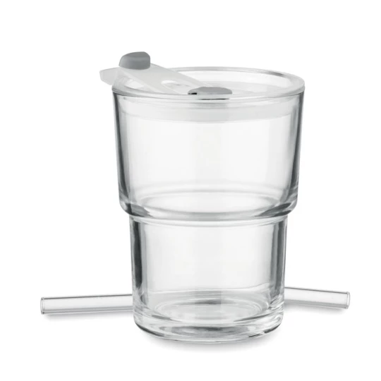 Szklany kubek ze słomką 400ml - SIP (MO2502-22)