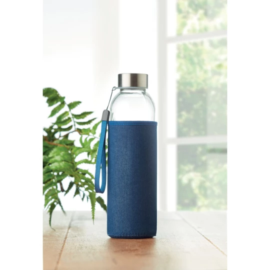 Szklana butelka w etui 500 ml - UTAH DENIM (MO6192-04)