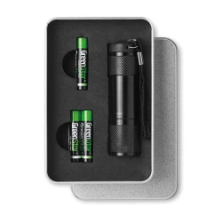 Metalowa latarka z 9 LED - LED PLUS (KC6860-03)