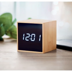 Bambusowy budzik LED - MARA CLOCK (MO9922-40)
