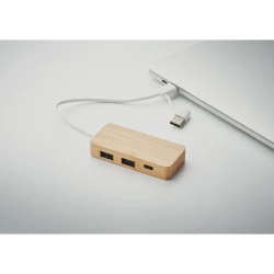 3-portowy bambusowy hub USB - HUBBAM (MO2143-40)
